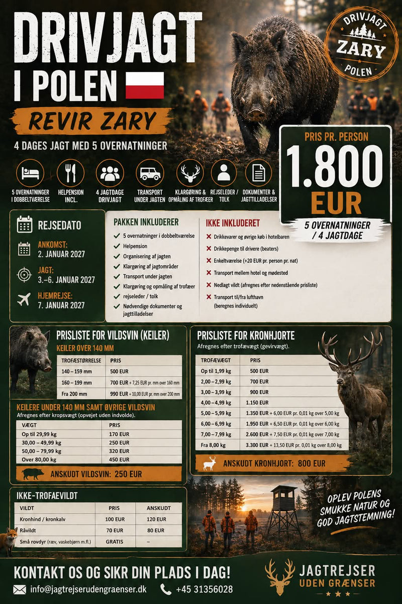 Drivjagt Zary (for 6 personer)